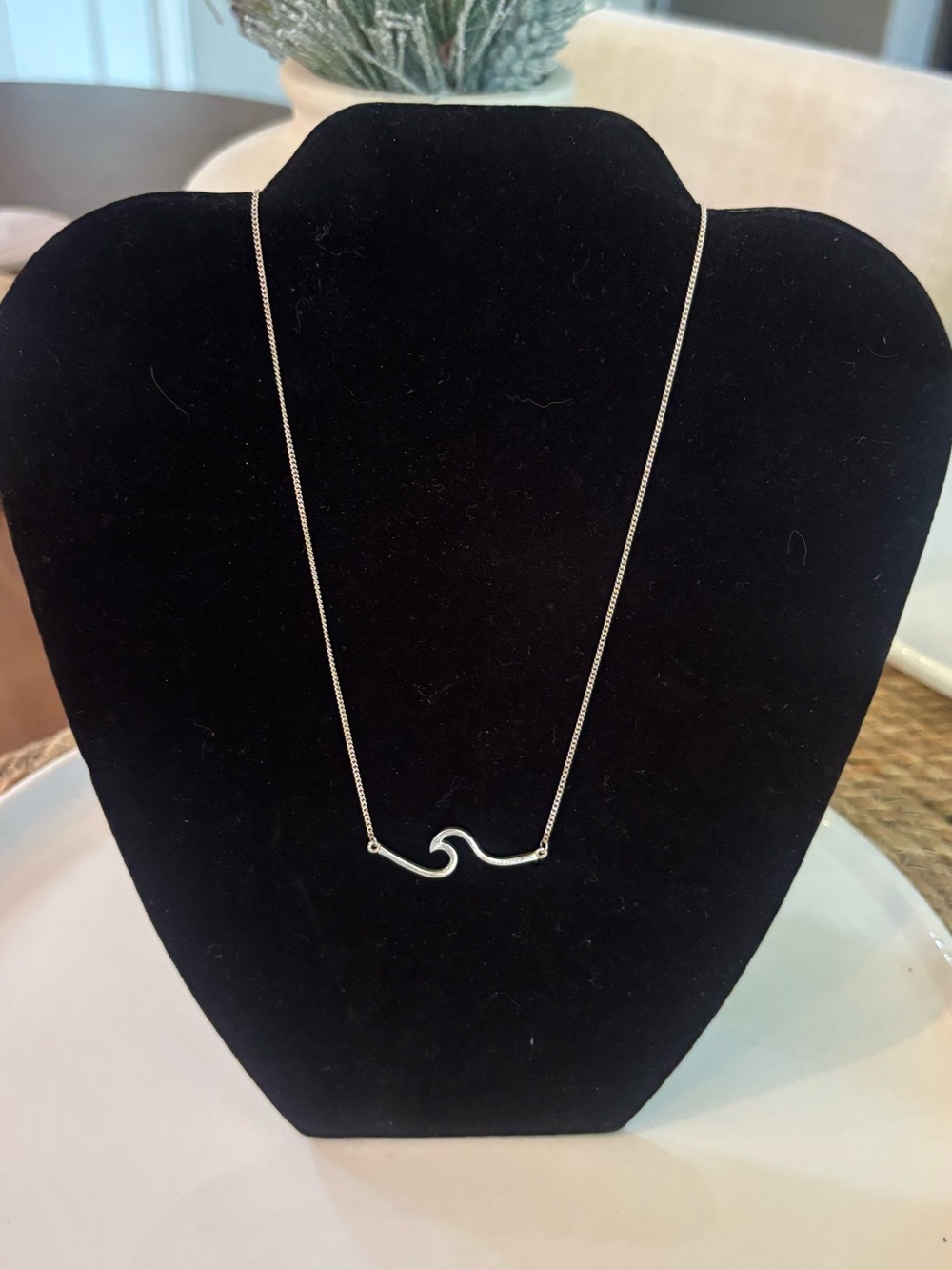 Mexican Sterling Silver Wave Ocean Pendant Necklace 925 Guadalajara 19" Chain